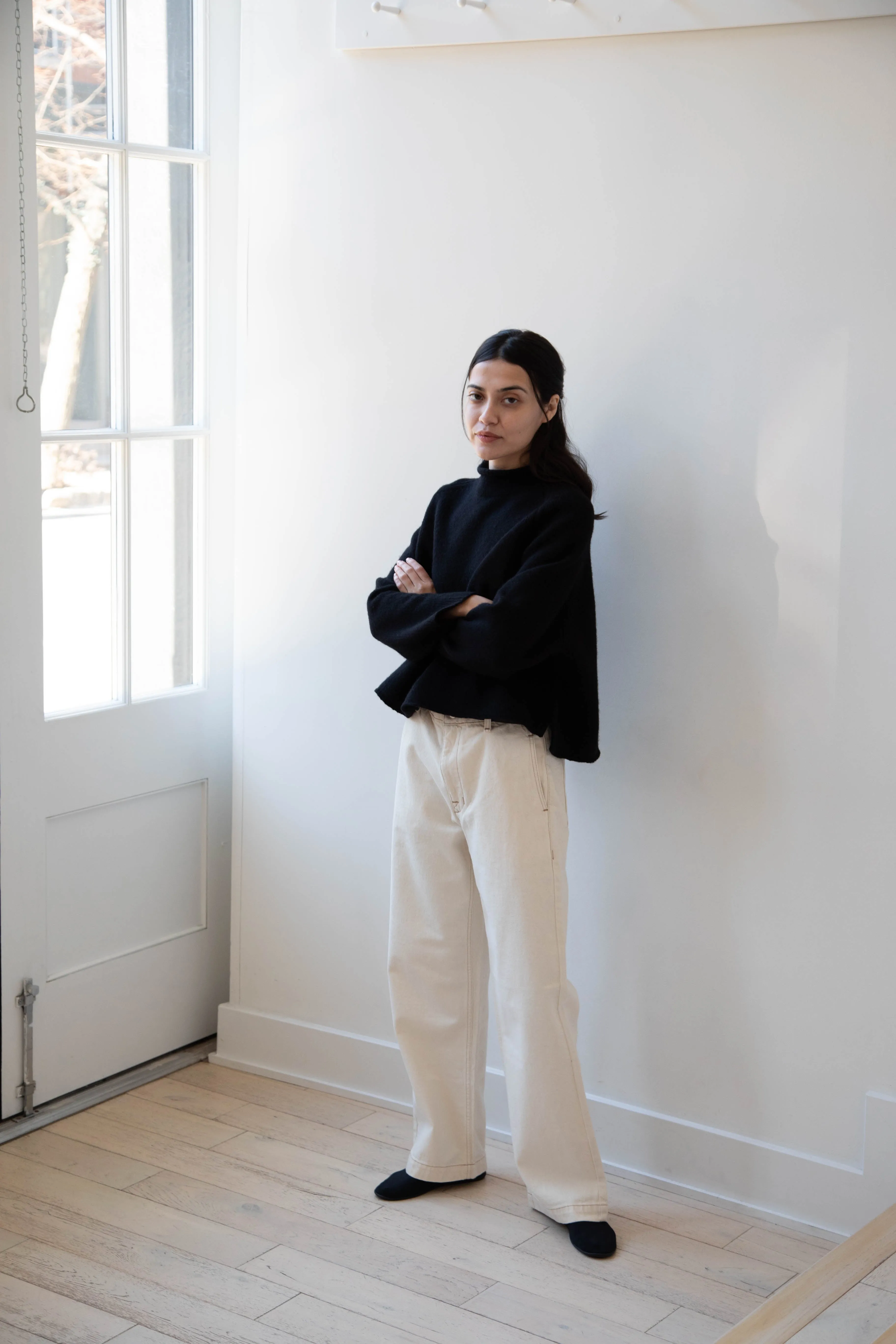 Gauze | Rollneck Wool Cotton Pullover in Black