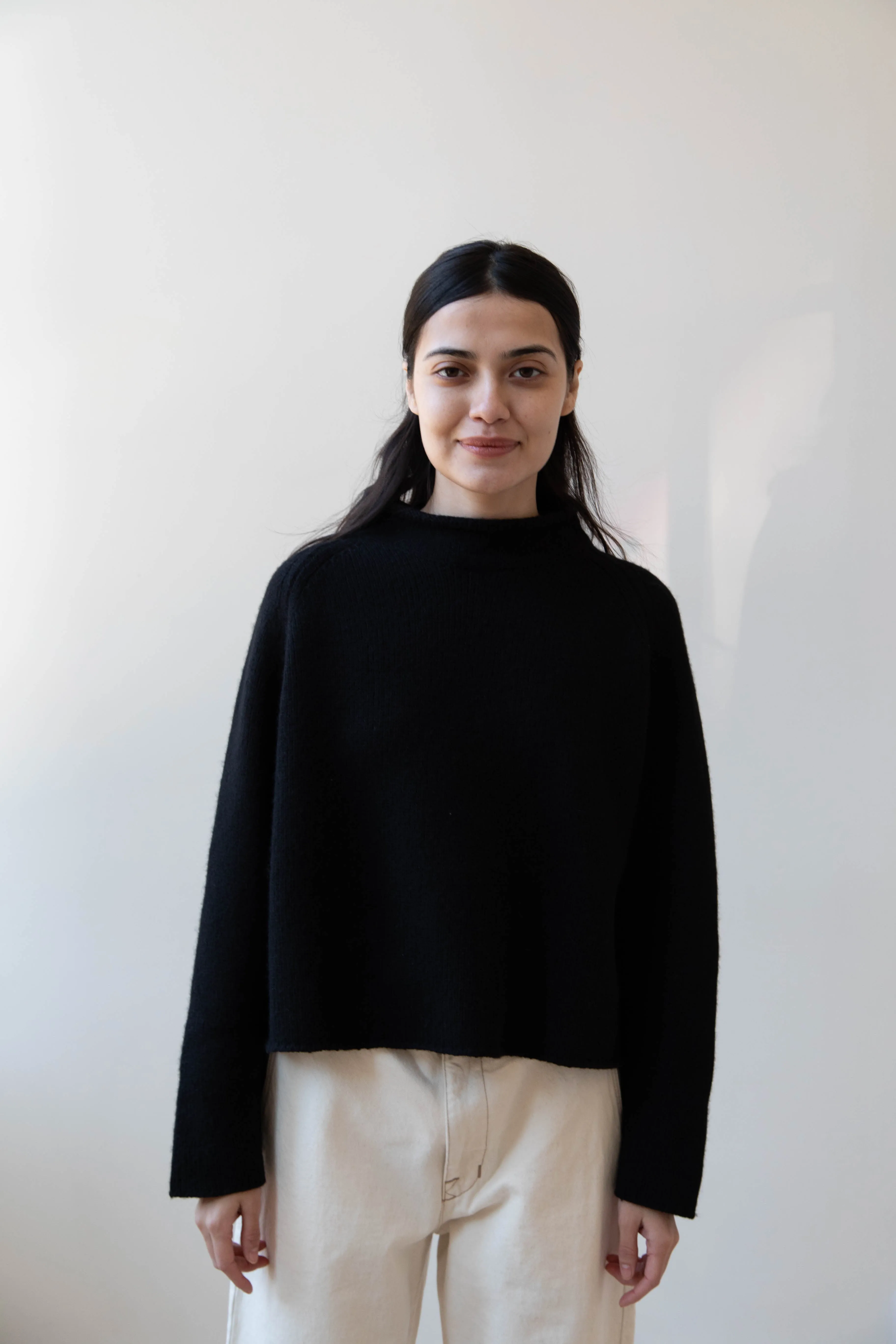 Gauze | Rollneck Wool Cotton Pullover in Black