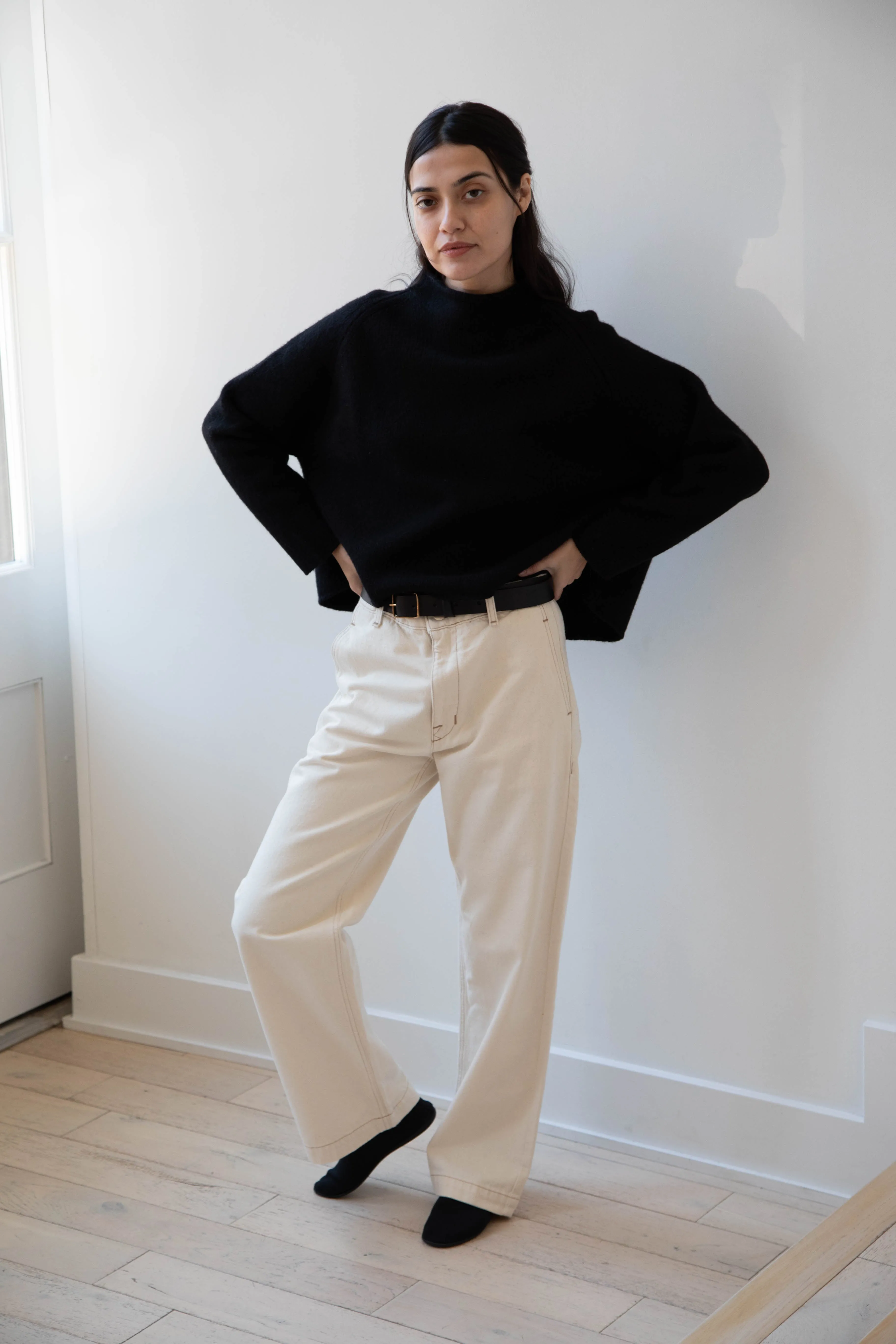 Gauze | Rollneck Wool Cotton Pullover in Black