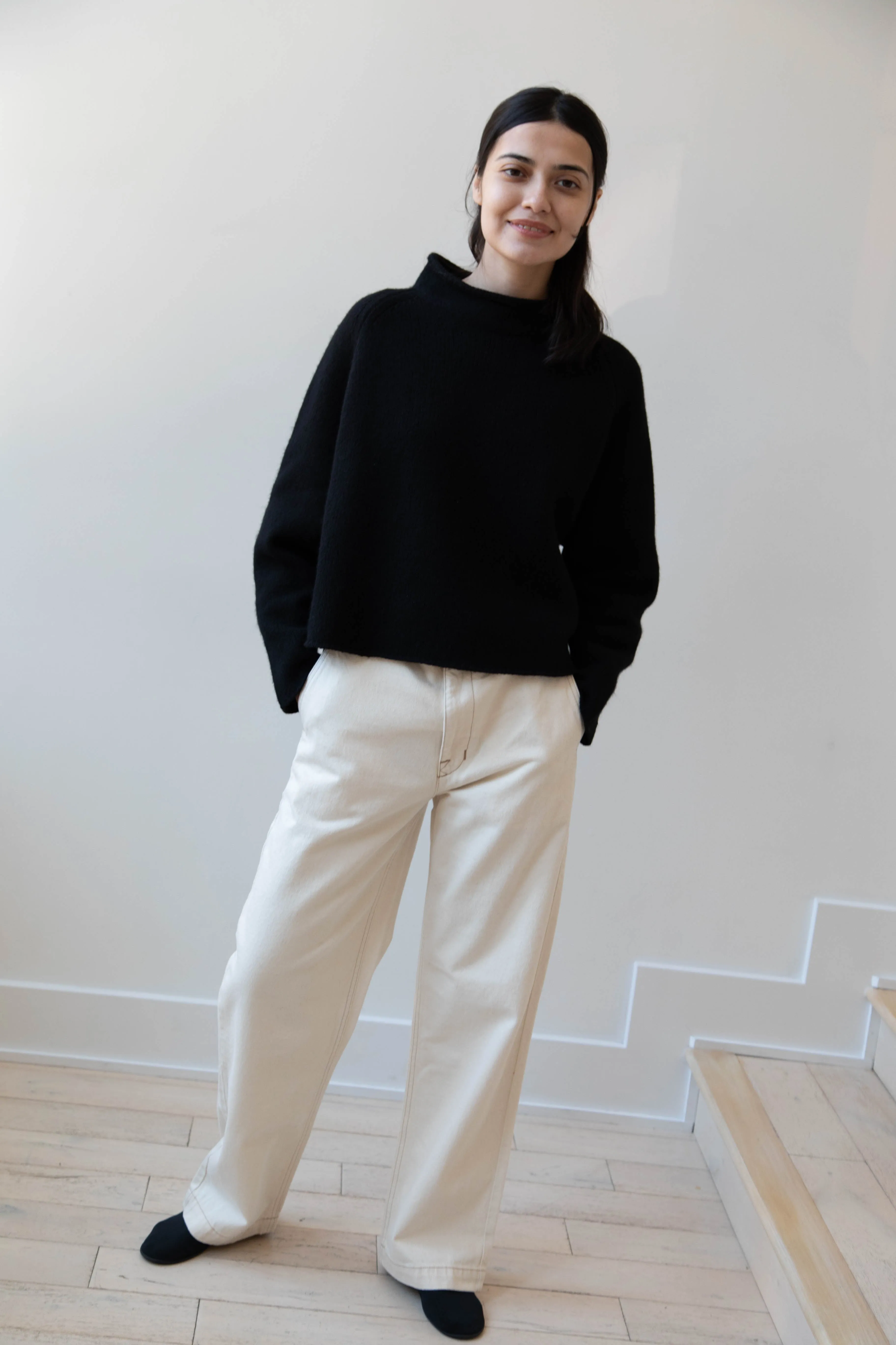Gauze | Rollneck Wool Cotton Pullover in Black