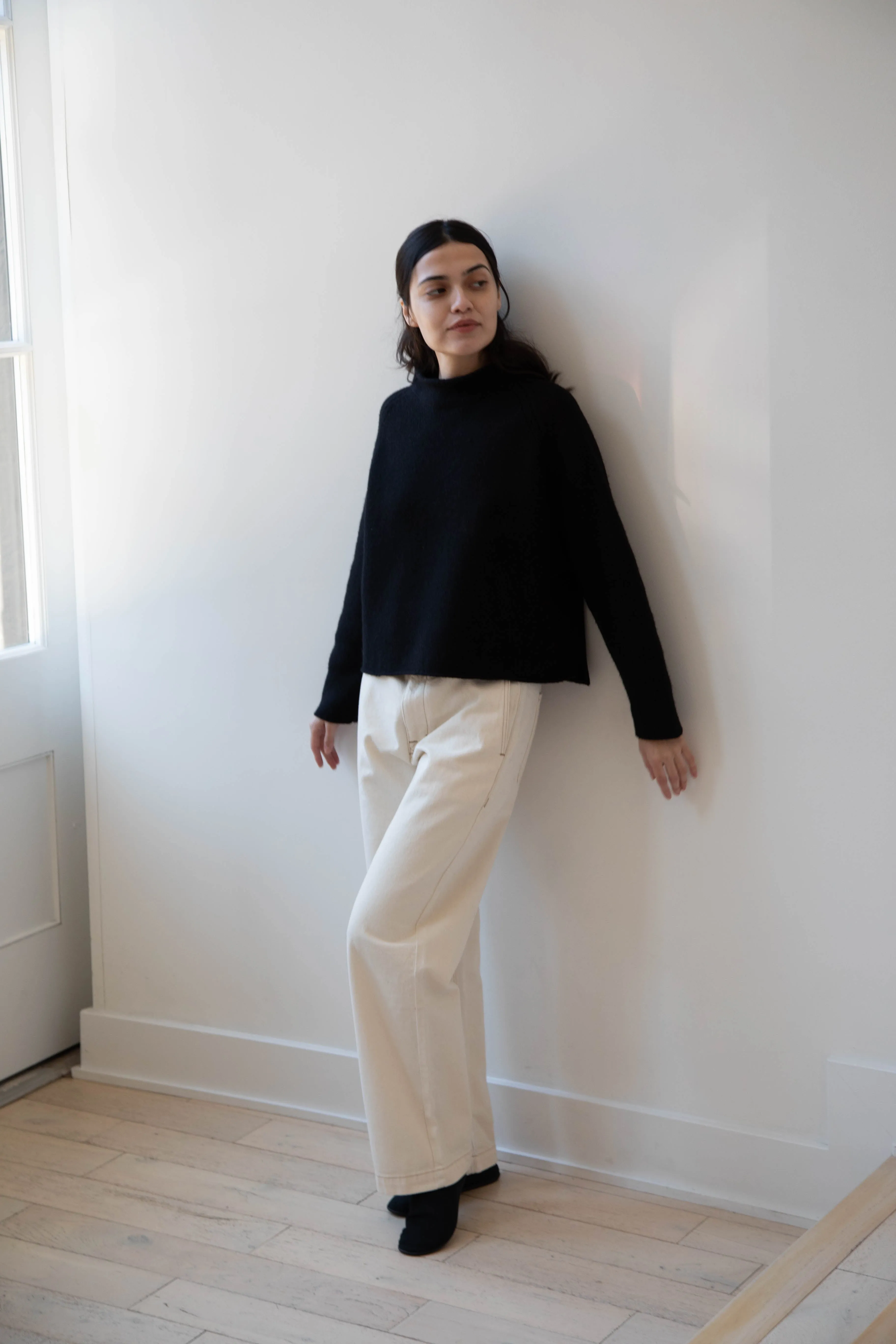Gauze | Rollneck Wool Cotton Pullover in Black