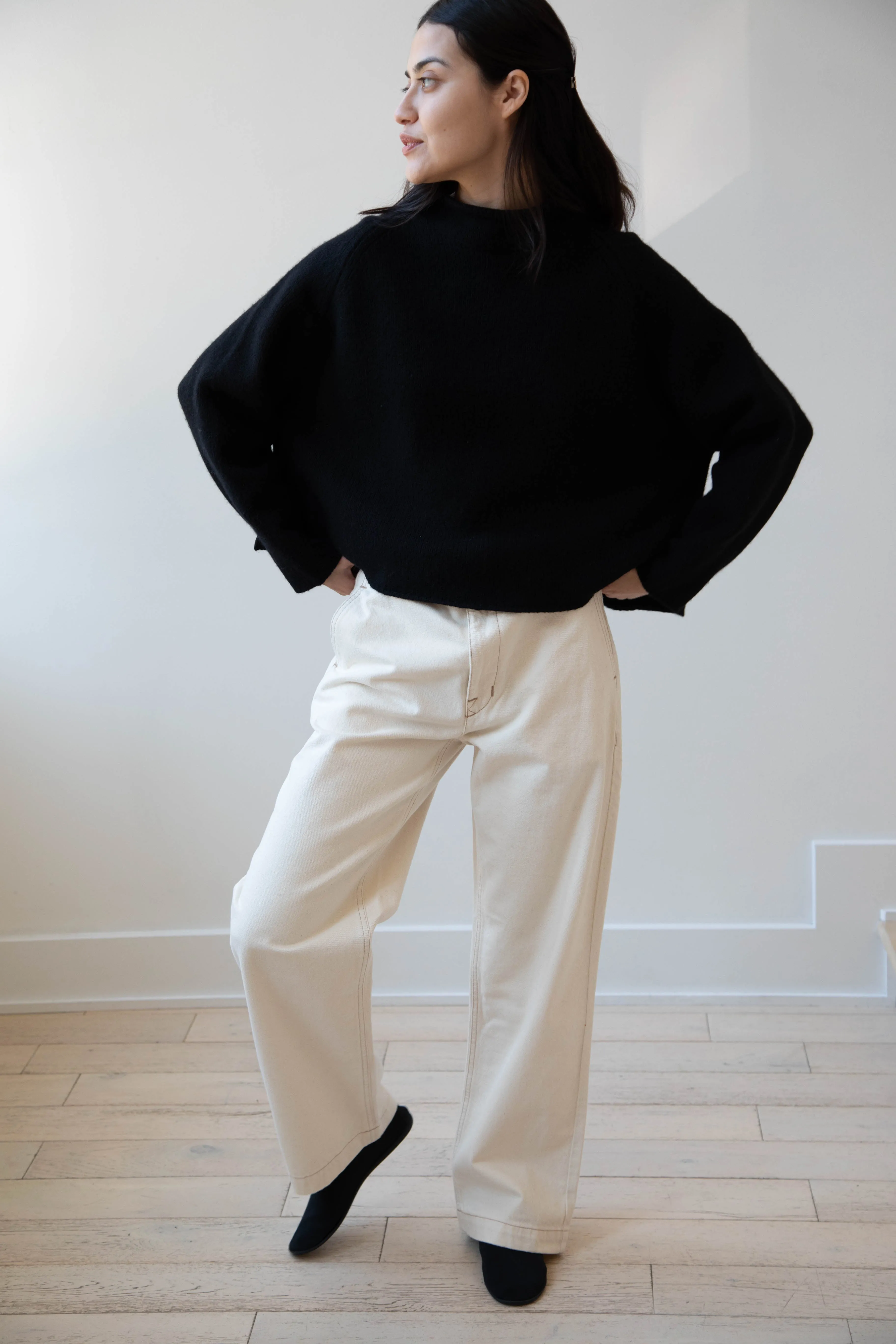 Gauze | Rollneck Wool Cotton Pullover in Black