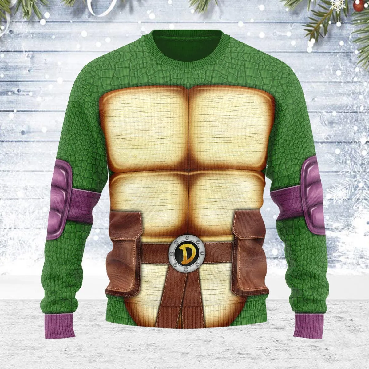 Gearhomie Merry Christmas Donatello Ninja Turtle Unisex Wool Sweater