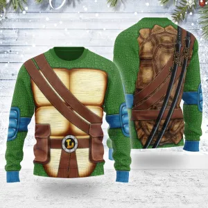 Gearhomie Merry Christmas Leonardo Ninja Turtle Unisex Wool Sweater