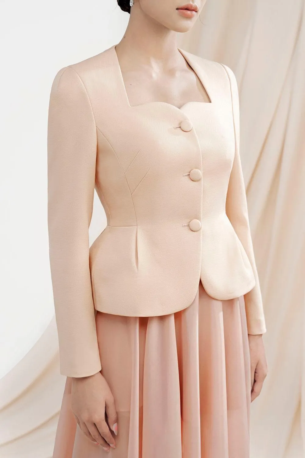 Georgiana Peplum Square Neck Polycotton Jacket
