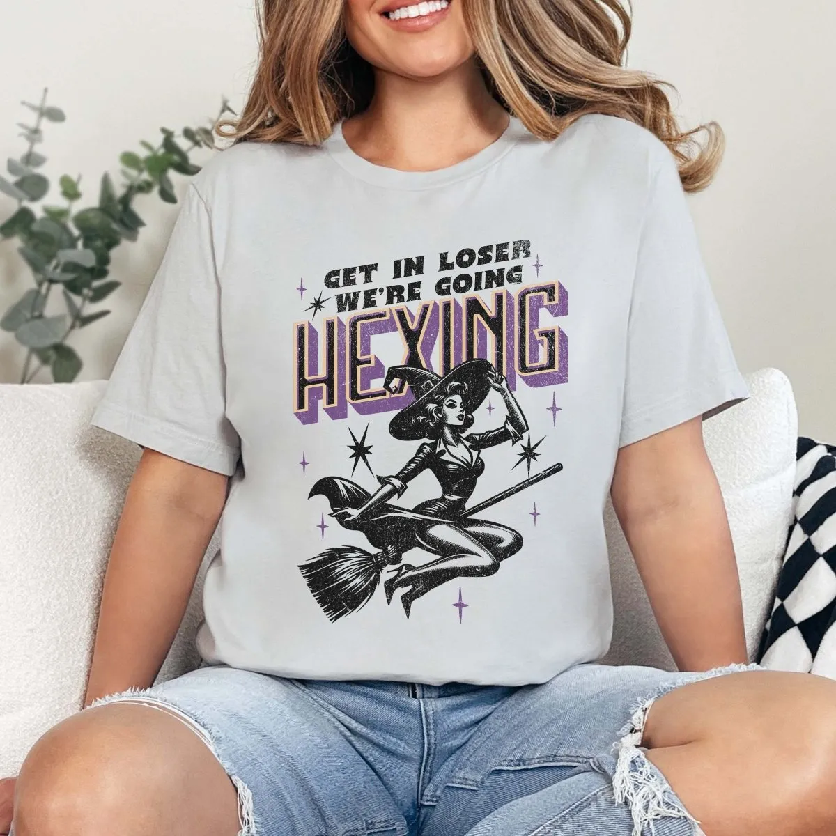 Get In Loser We're Going Hexing Wholesale Bella Graphic Tee - Quick Shipping