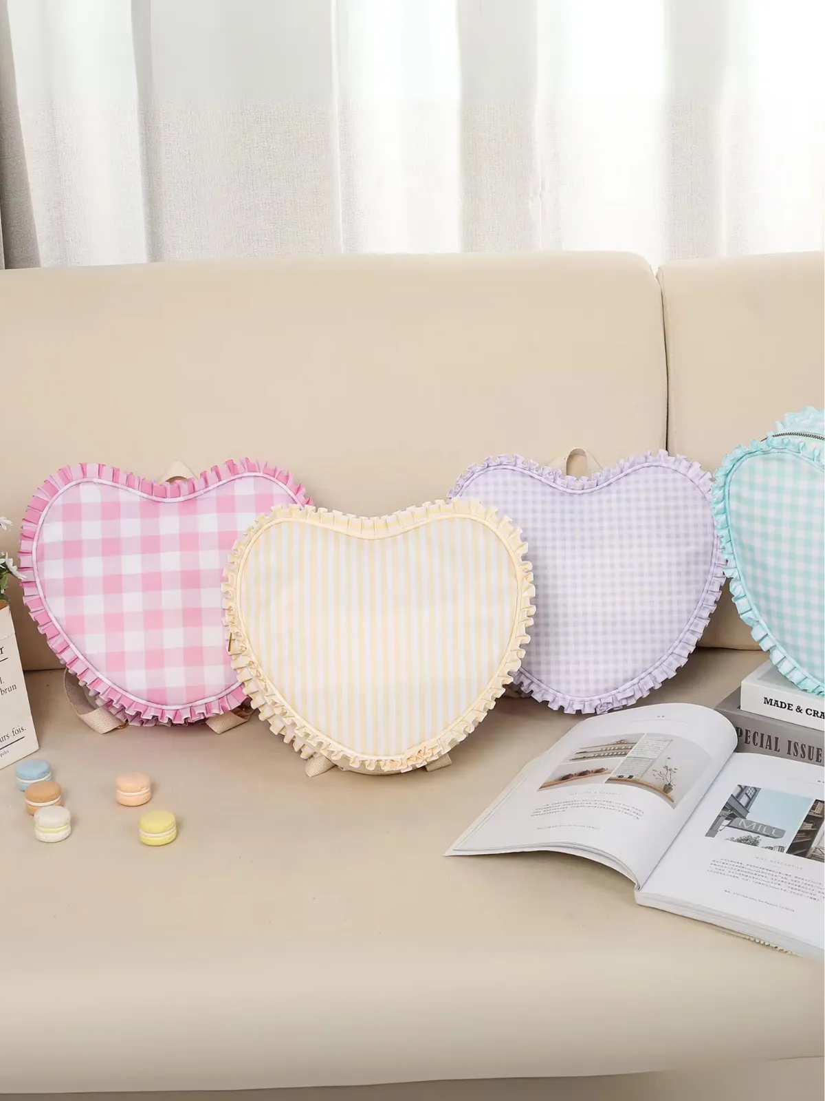 Girls Adorable Gingham Heart  Backpack