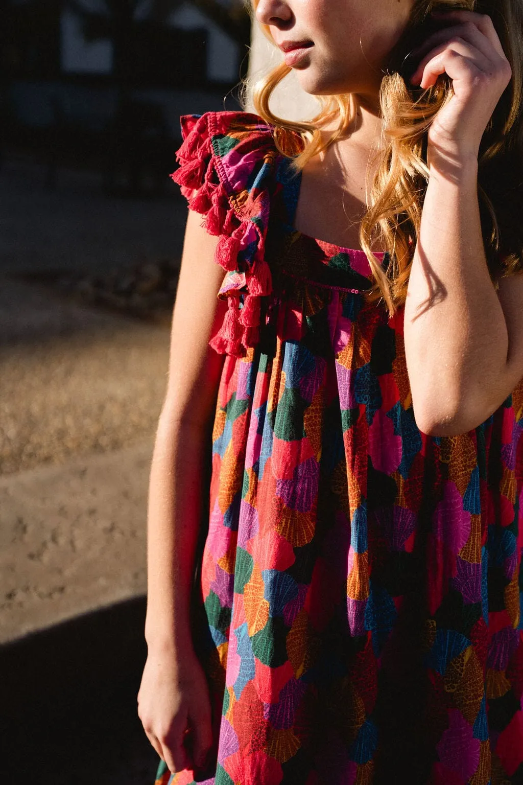 Girls Julie Tassel Sleeve Dress