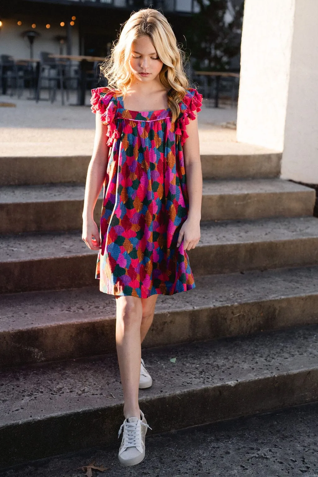 Girls Julie Tassel Sleeve Dress