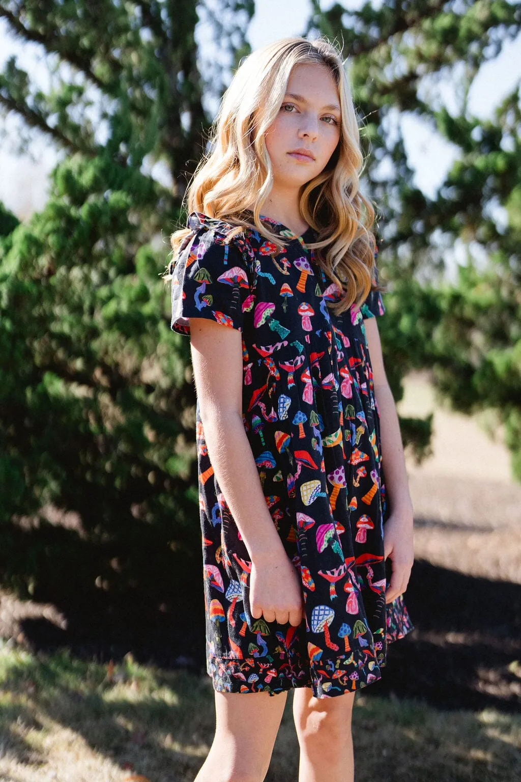 Girls Lotus Dress - Groovy Mushroom