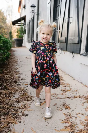 Girls Lotus Dress - Groovy Mushroom