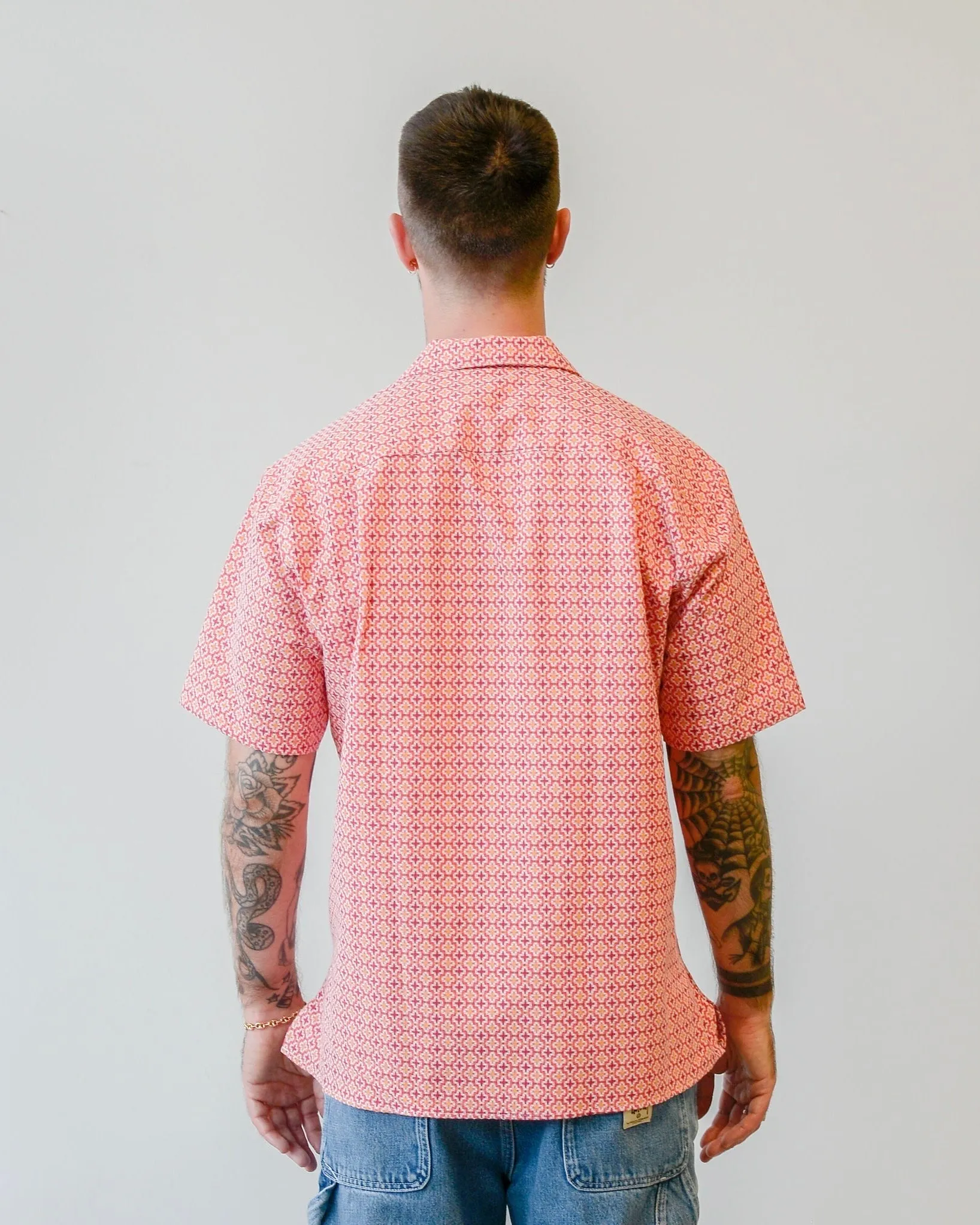 Gitman Vintage Red Summer Ready Jacquard Camp Shirt