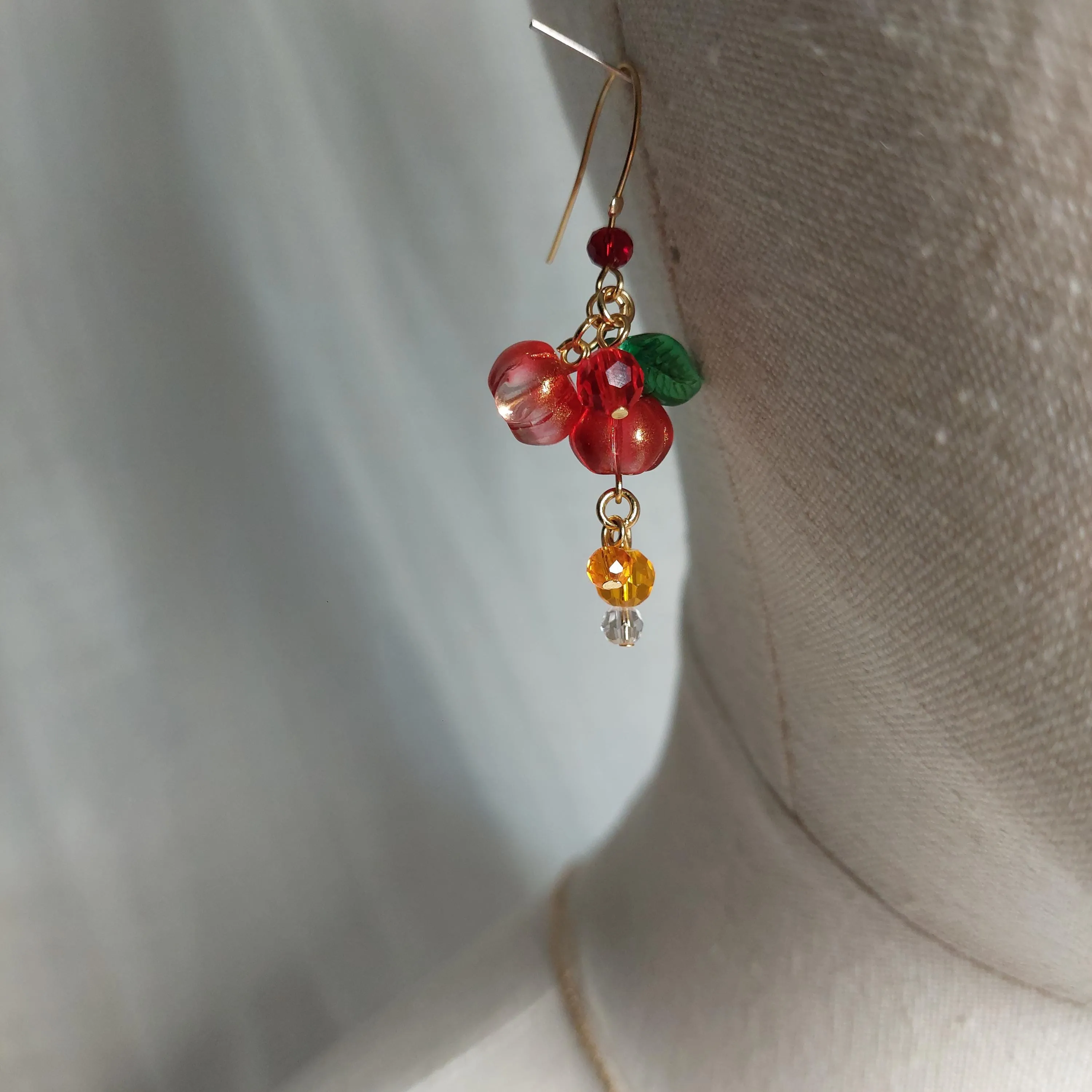 Glass pumpkin jewelry set