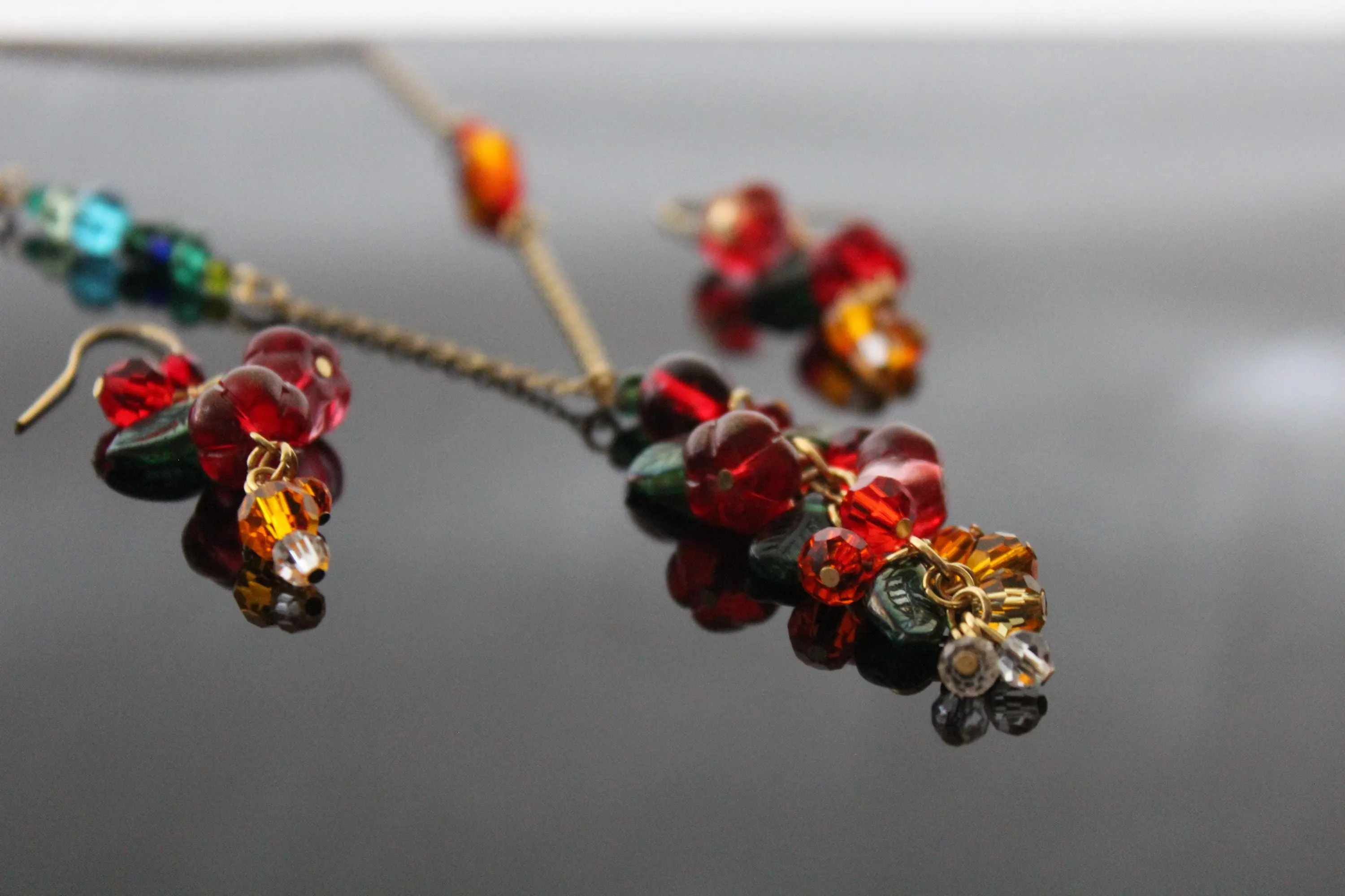 Glass pumpkin jewelry set