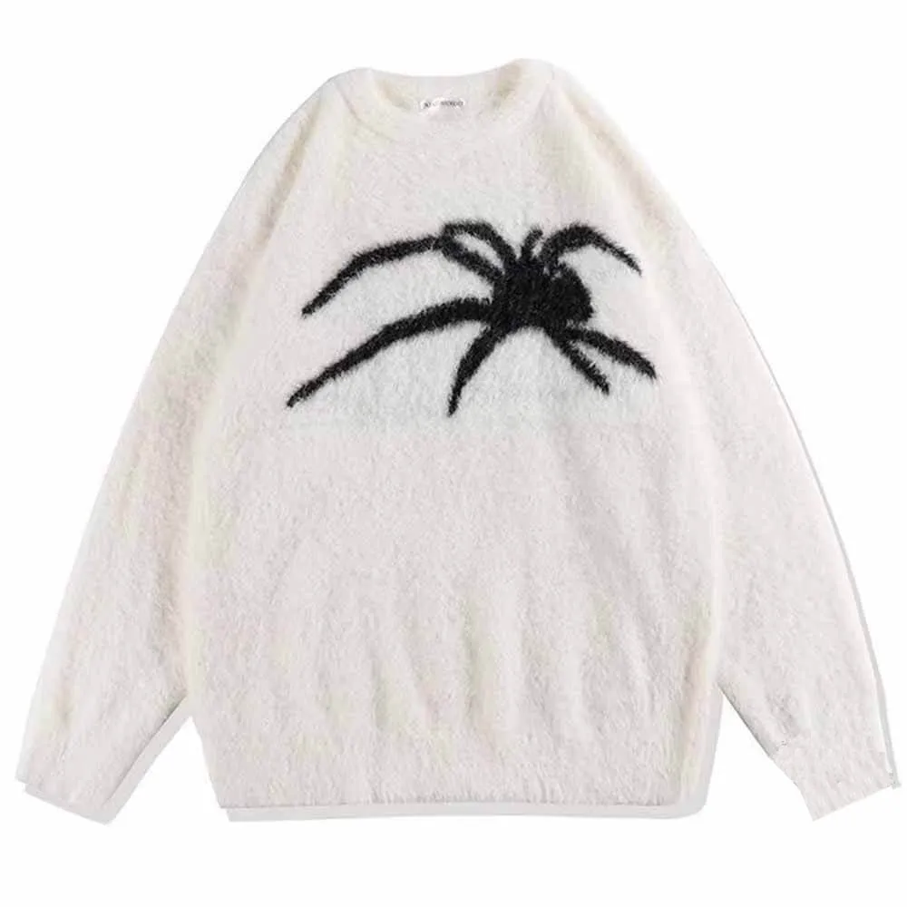 Gothic Spider Motif Plush Sweater