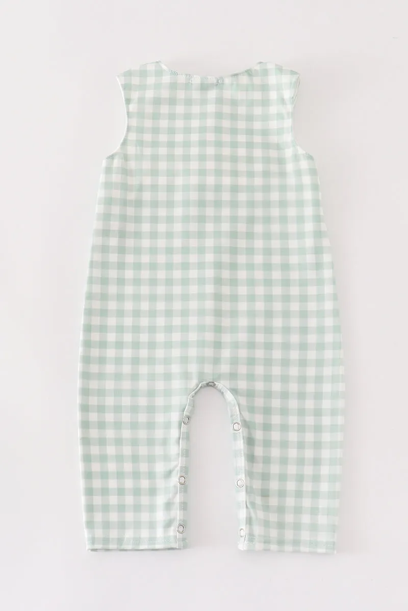 Green gingham pumpkin embroidery boy jonjon