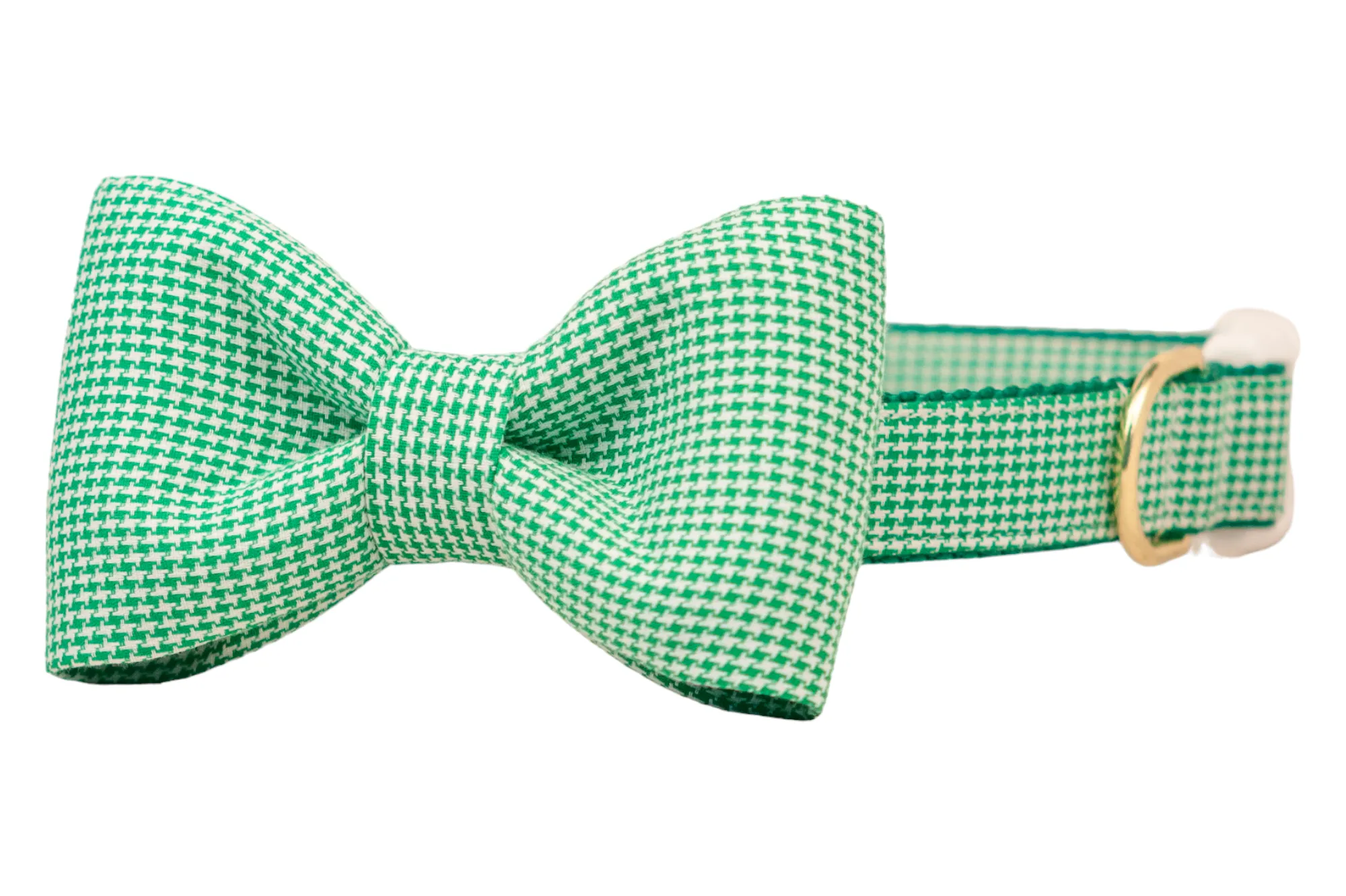 Green Houndstooth Bow Tie Dog Collar