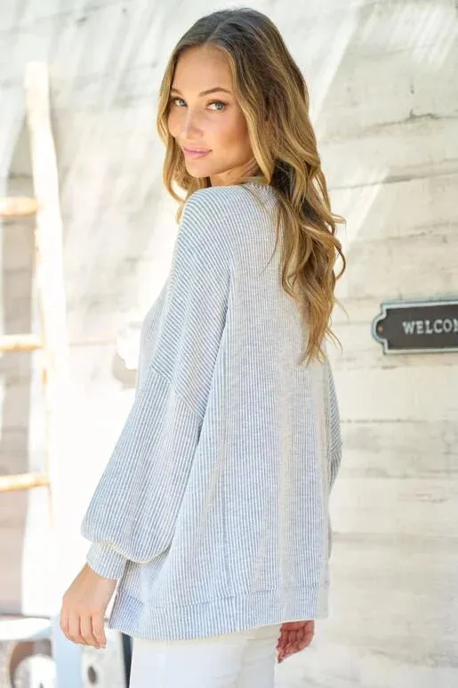 Grey Oversized Long Sleeve Knit Top