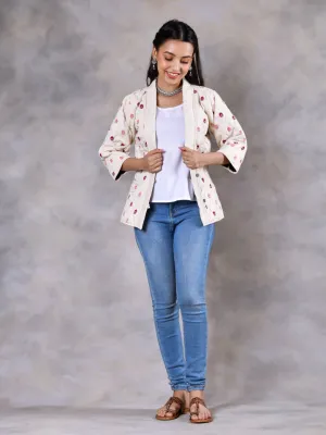 Gulmohar Off White Quilted Jacket
