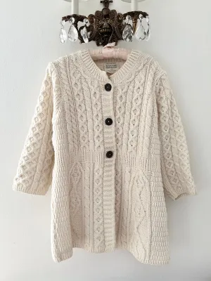 Hand Knit Vintage Irish Wool Aran Jumper Sweater Cardigan