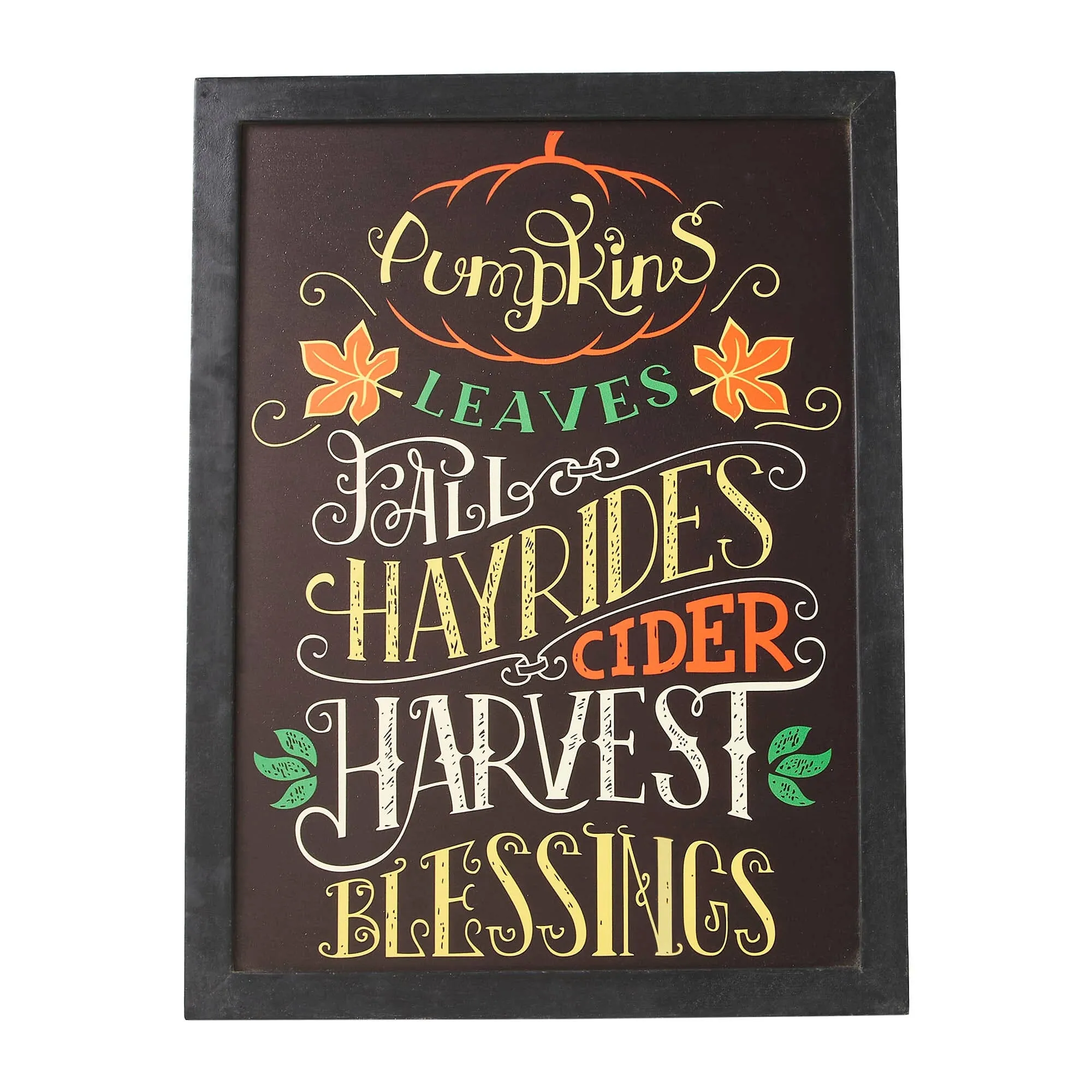Harvest Blessings Phrases Black Sign
