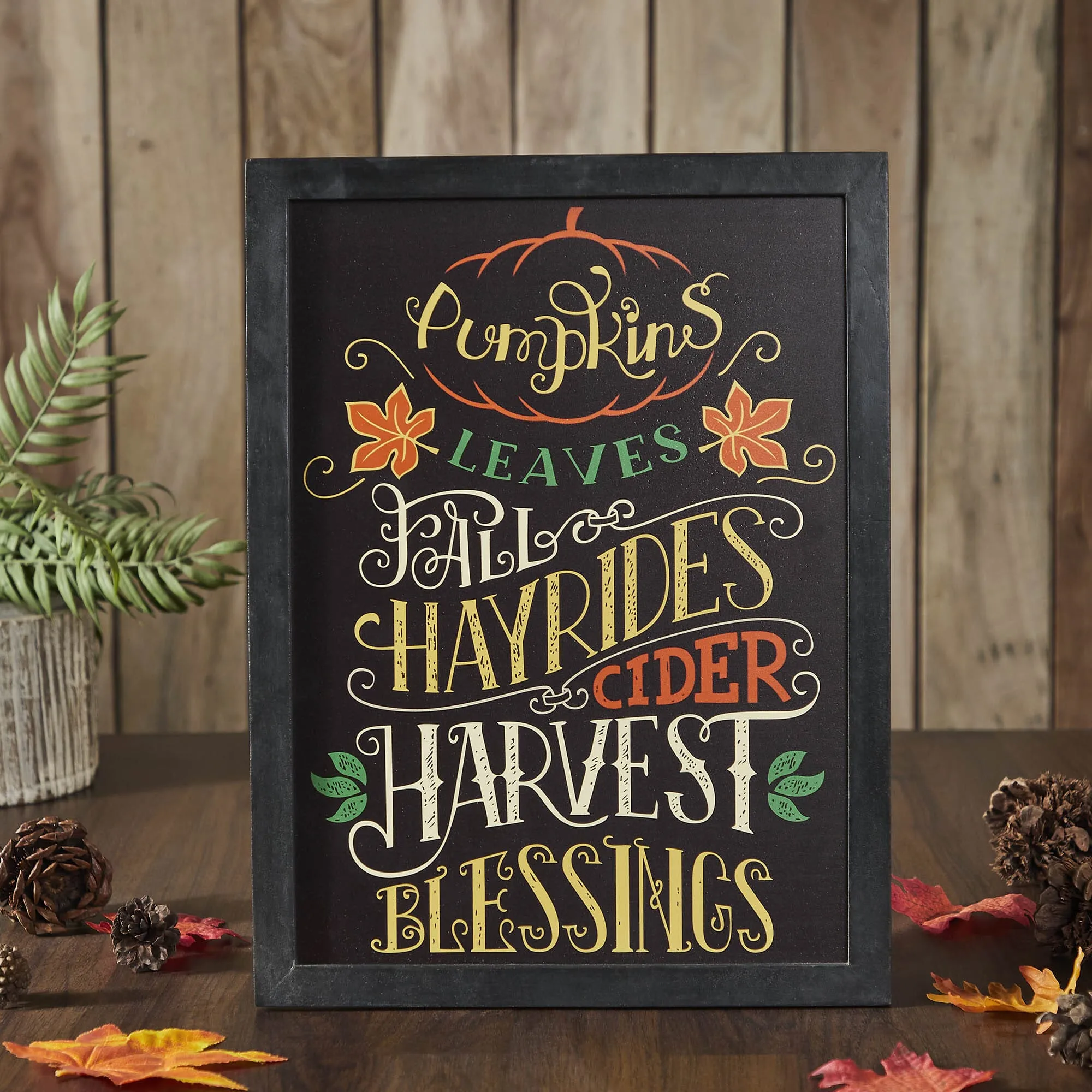 Harvest Blessings Phrases Black Sign