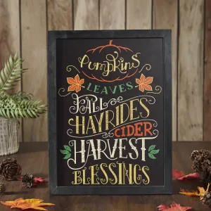 Harvest Blessings Phrases Black Sign