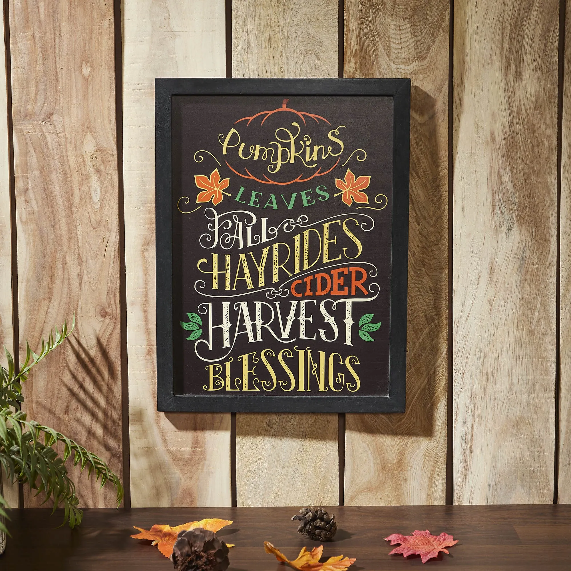 Harvest Blessings Phrases Black Sign
