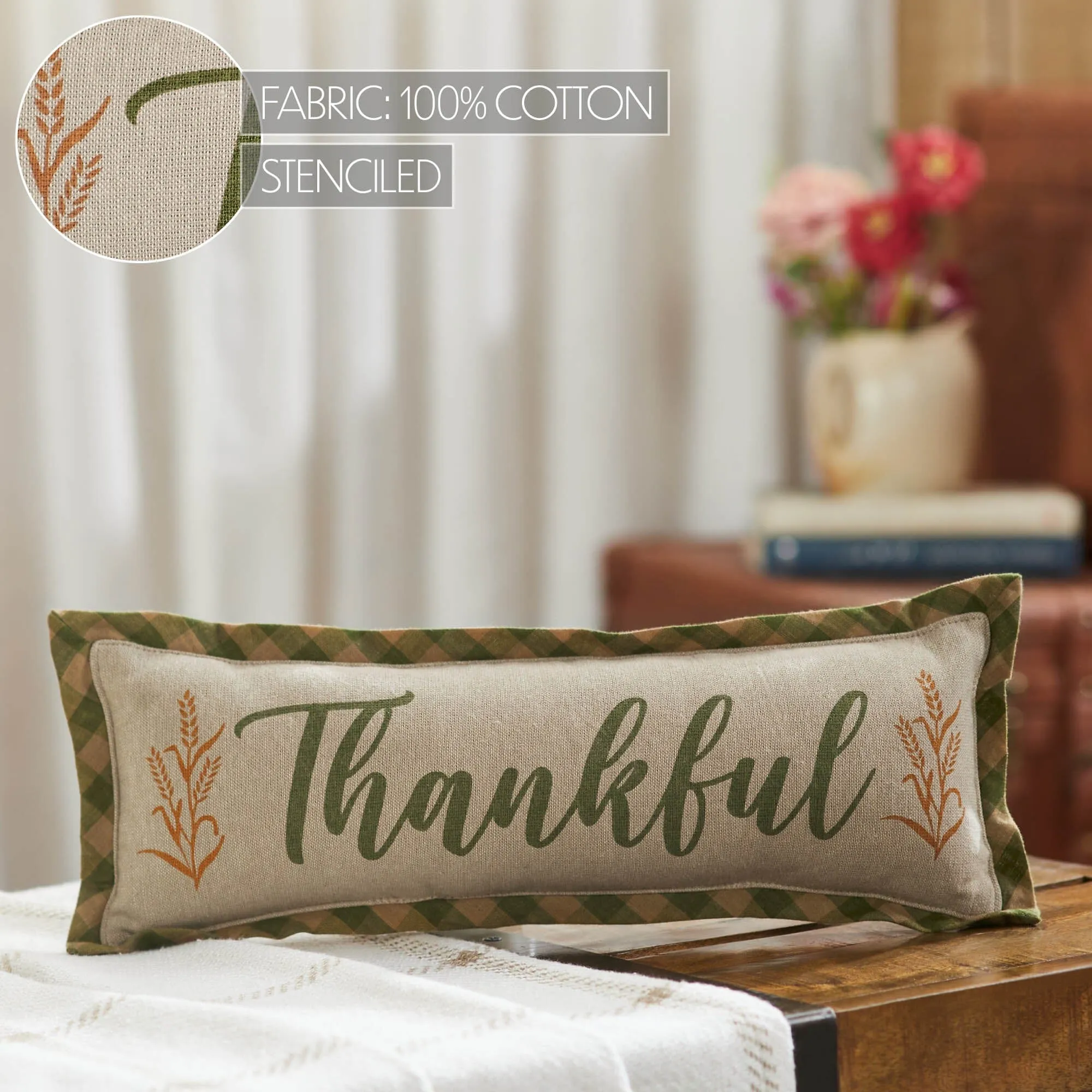 Harvest Blessings Thankful Pillow 5x15"