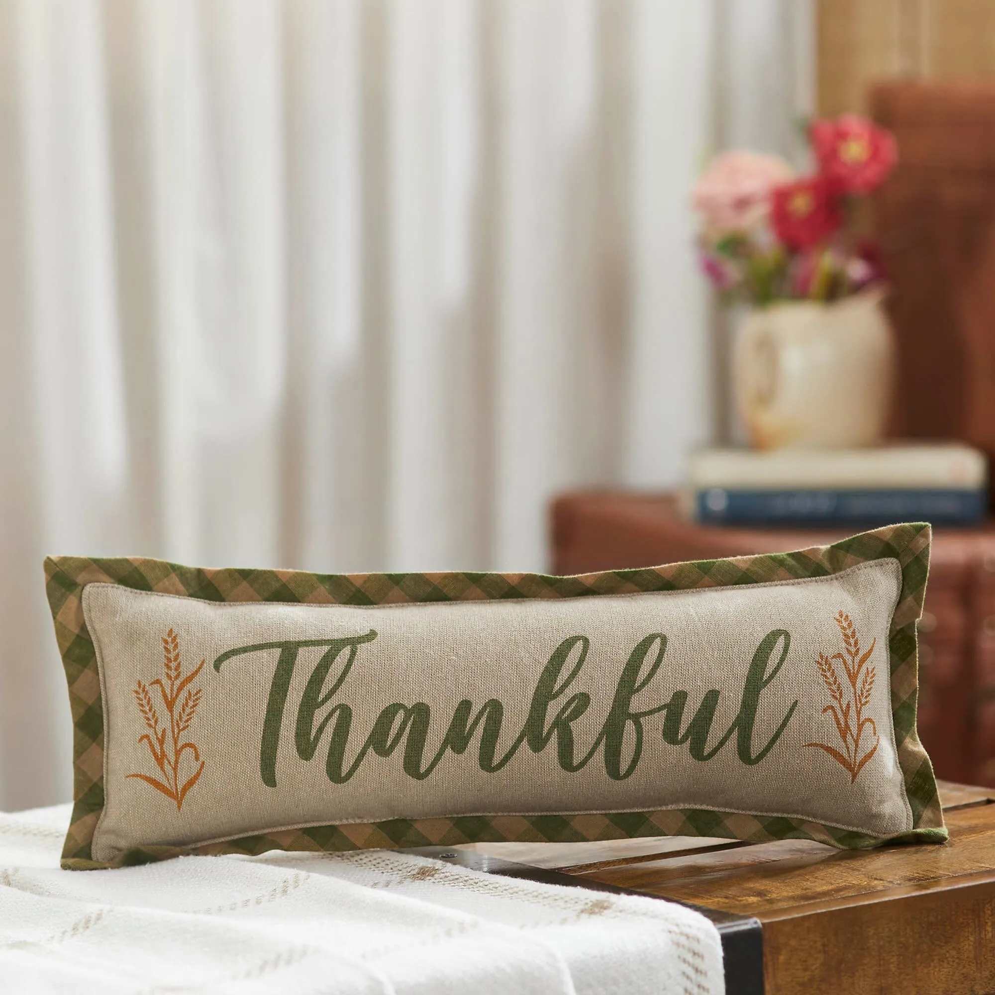 Harvest Blessings Thankful Pillow 5x15"