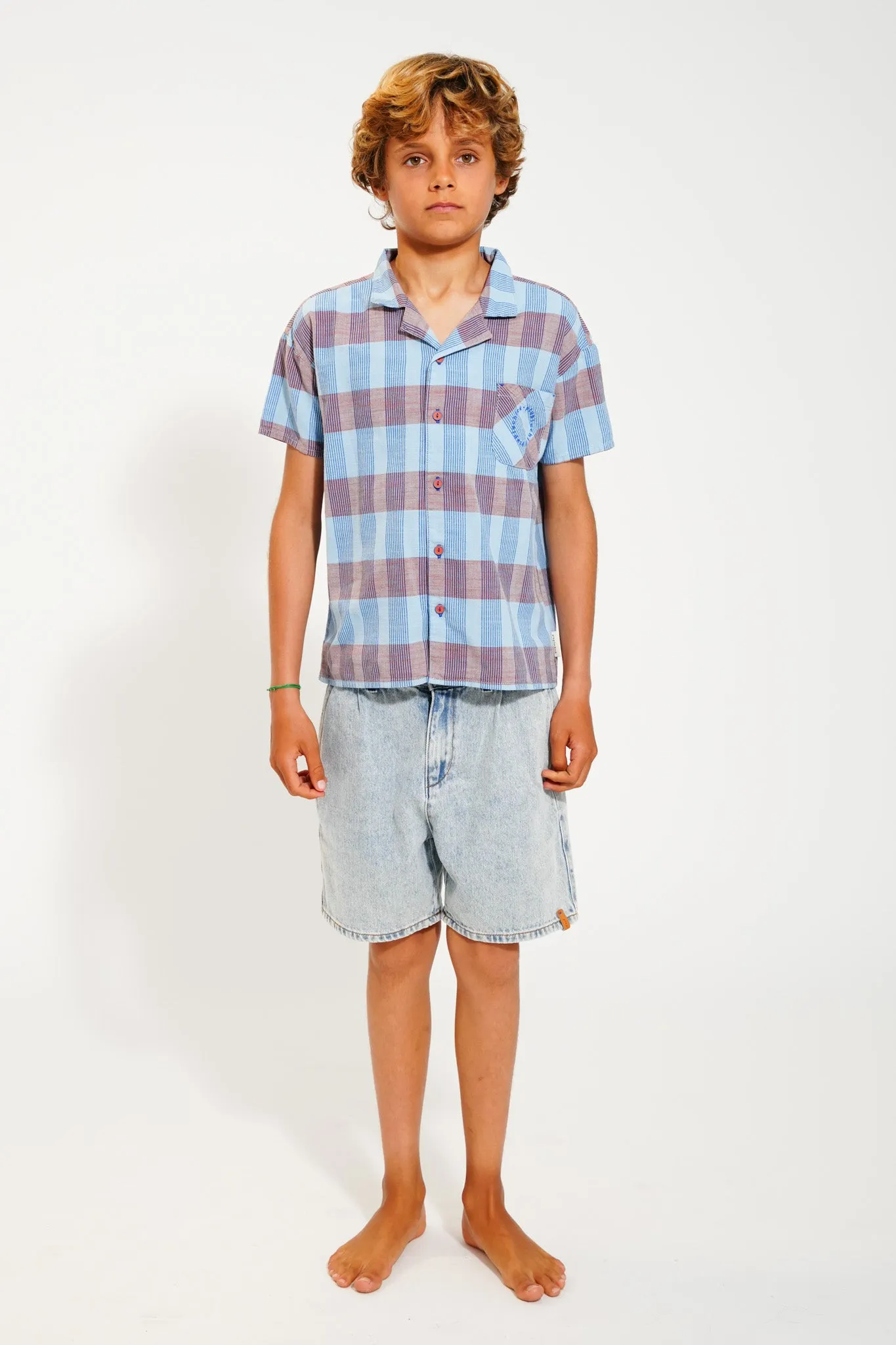 hawaiian shirt | blue checkered