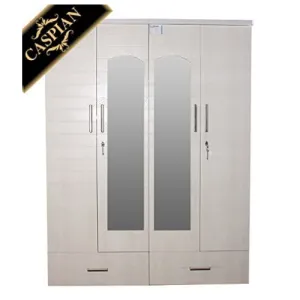 Hellen Pine Coloured 4 Door Wardrobe With Mirror, White