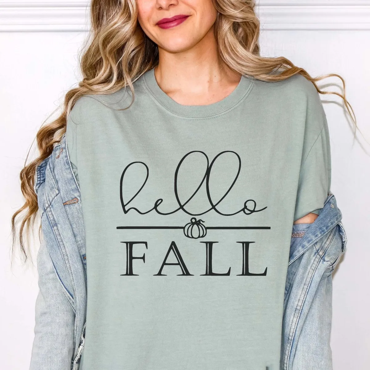 Hello Fall Black Comfort Color Wholesale Tee - Fast Shipping