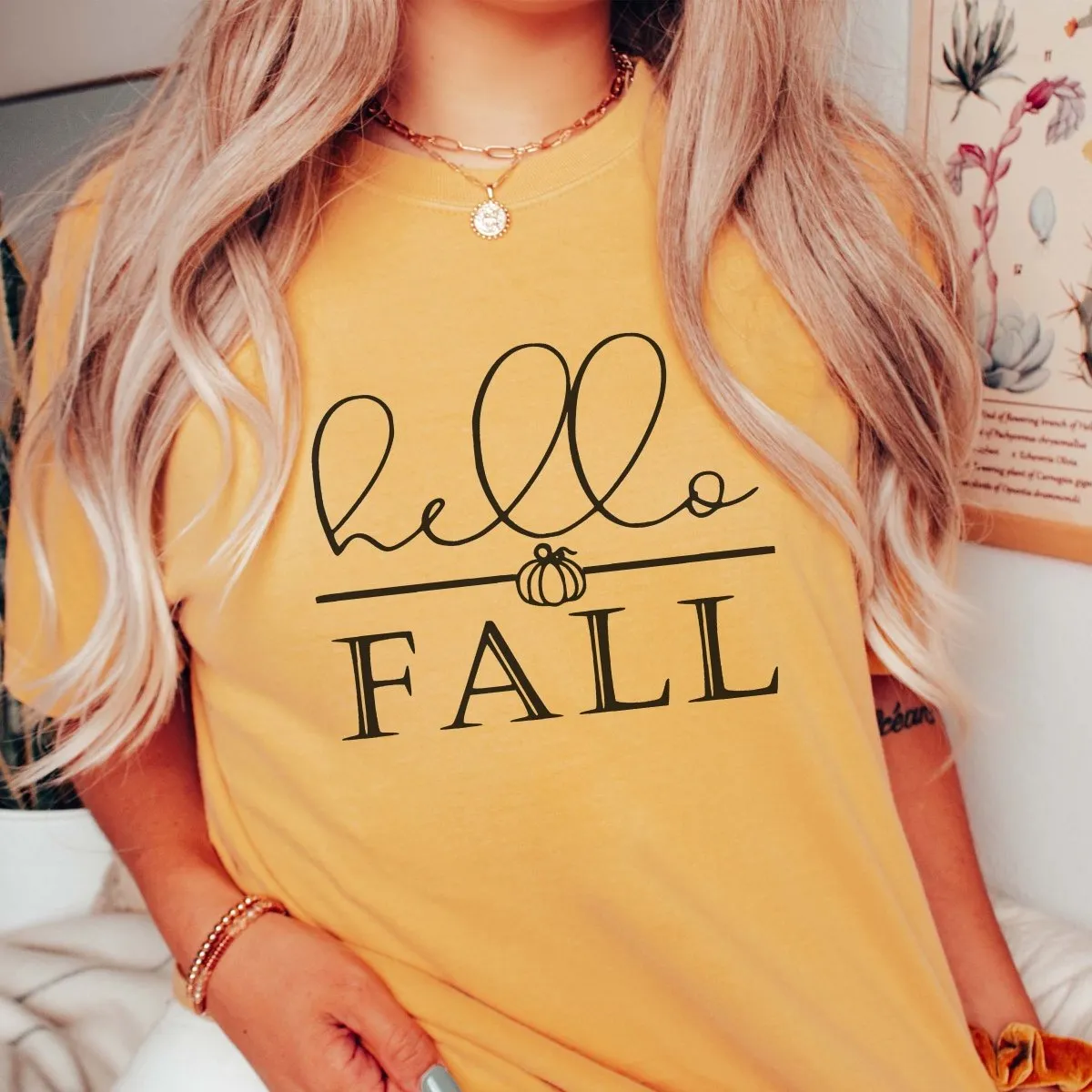 Hello Fall Black Comfort Color Wholesale Tee - Fast Shipping