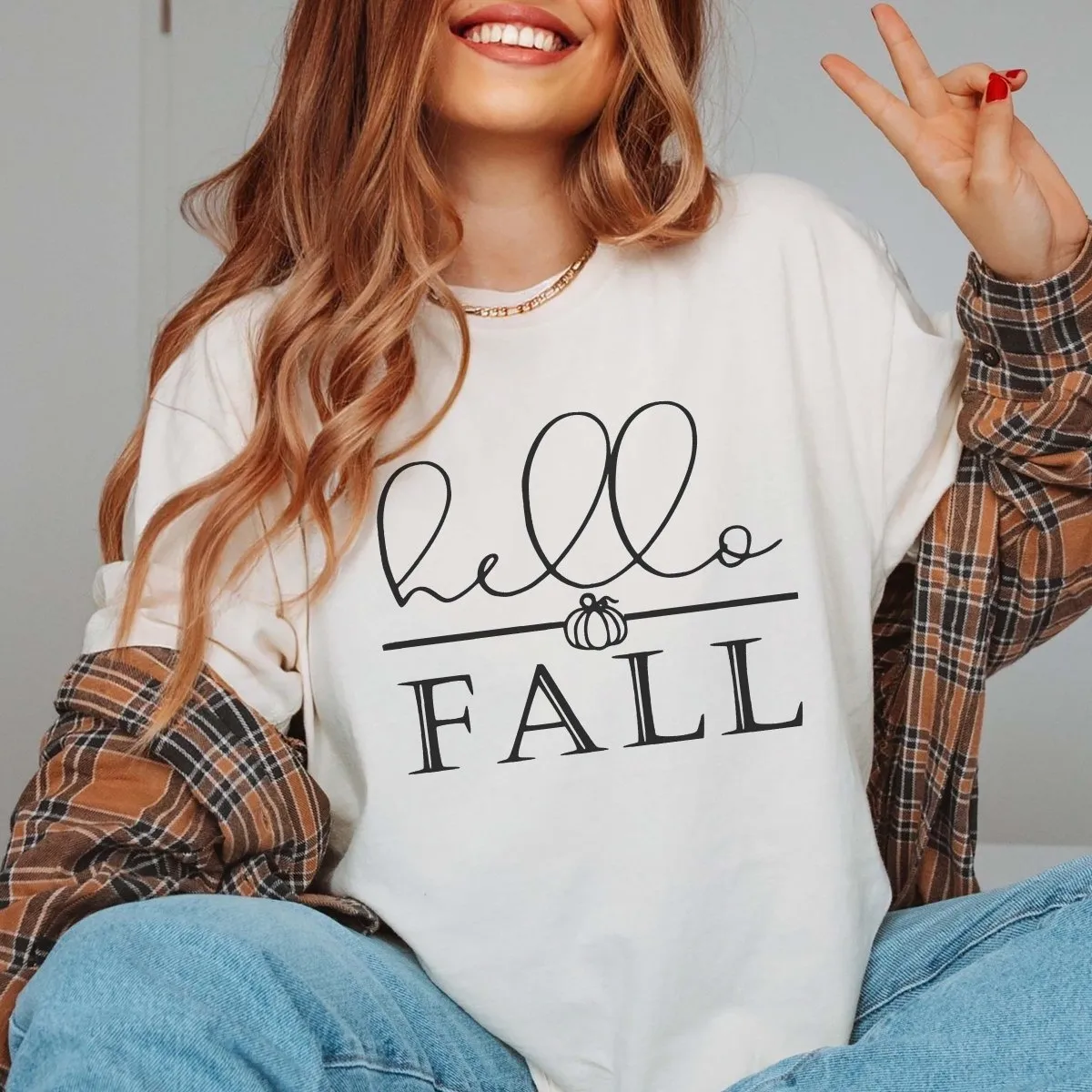 Hello Fall Black Comfort Color Wholesale Tee - Fast Shipping