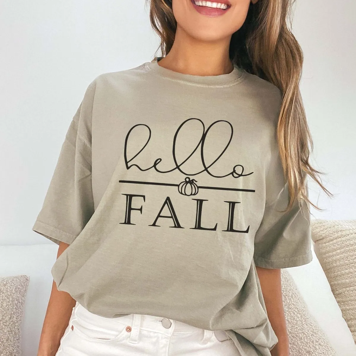 Hello Fall Black Comfort Color Wholesale Tee - Fast Shipping