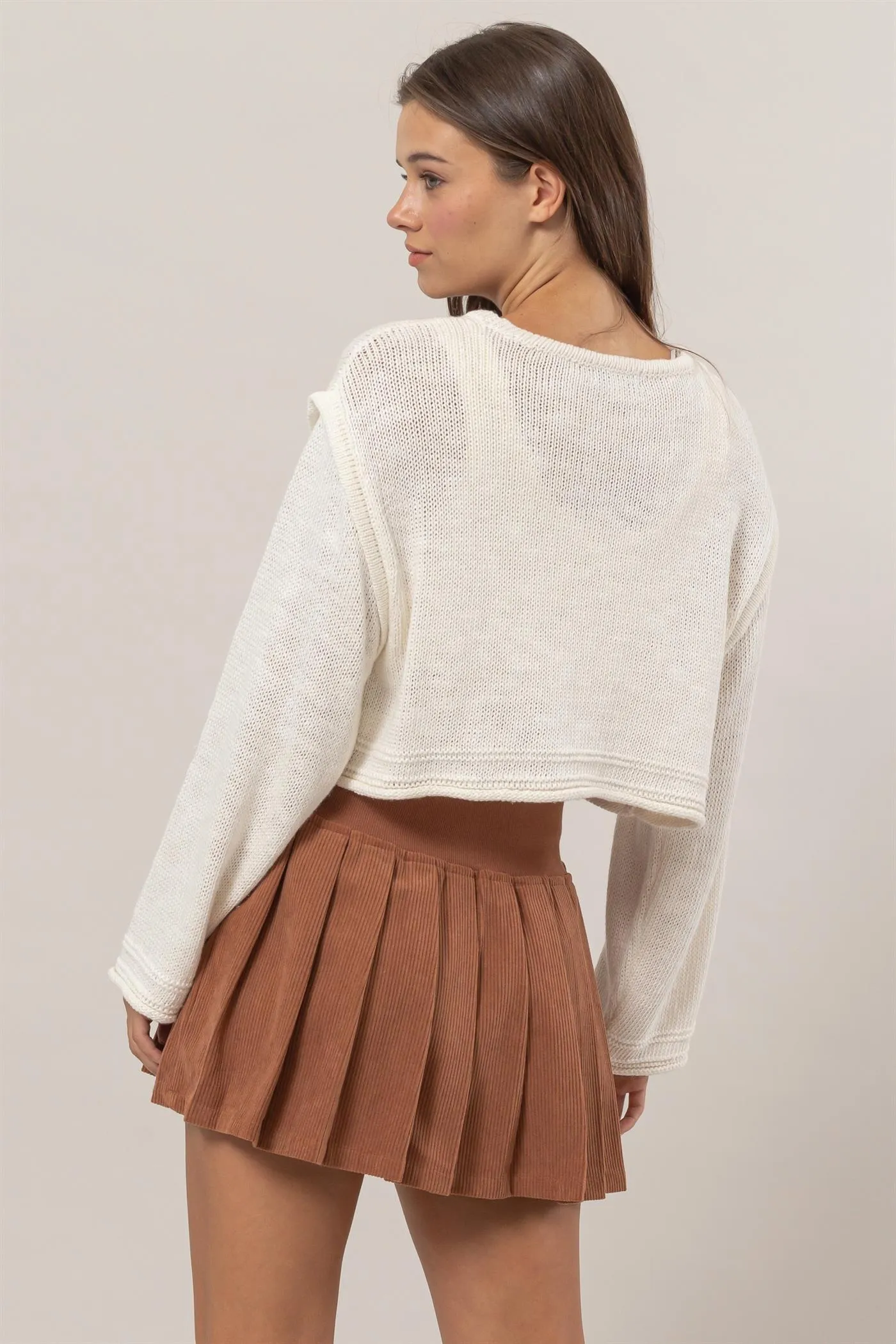 HF24E781-Cropped Sweater Pullover