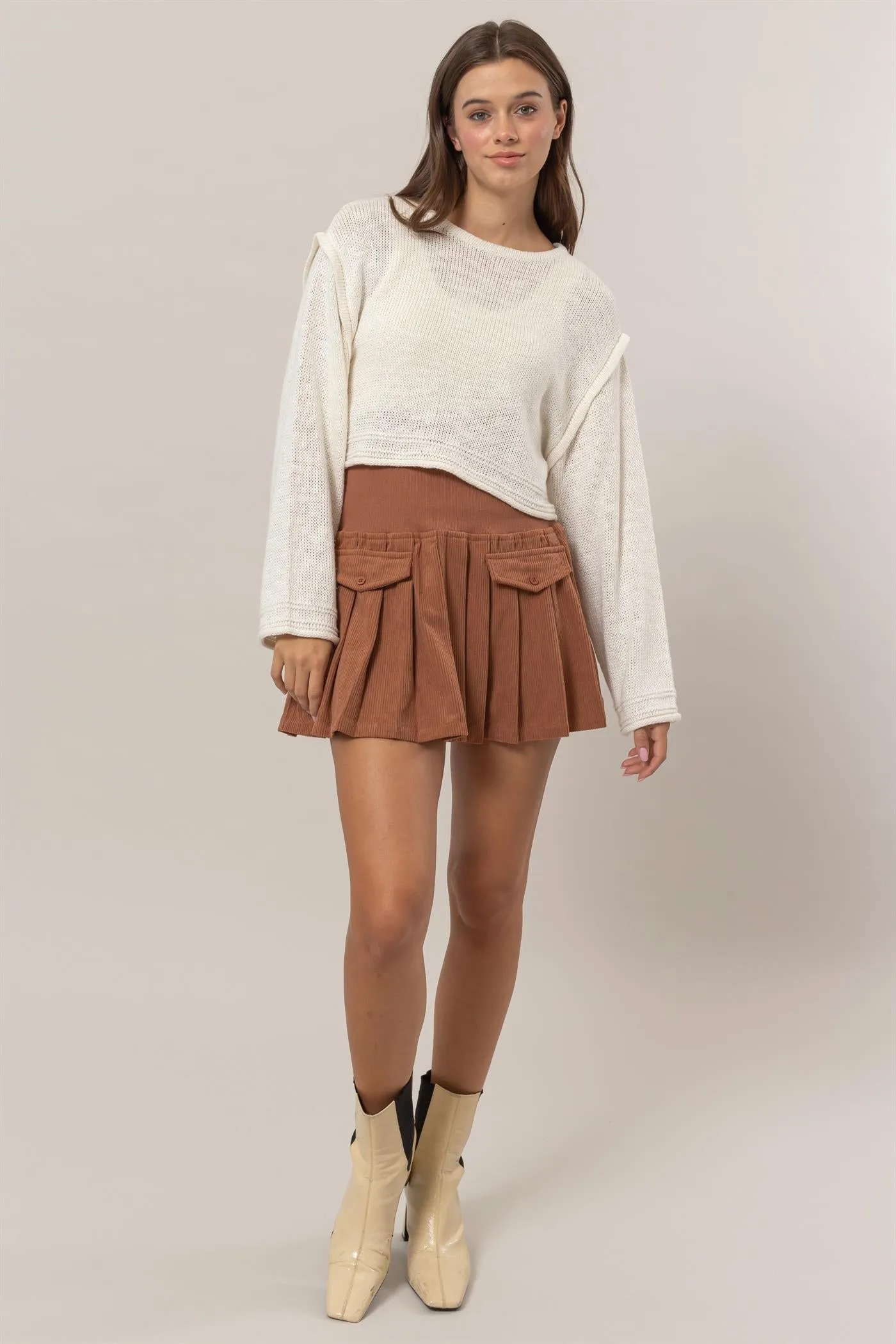 HF24E781-Cropped Sweater Pullover