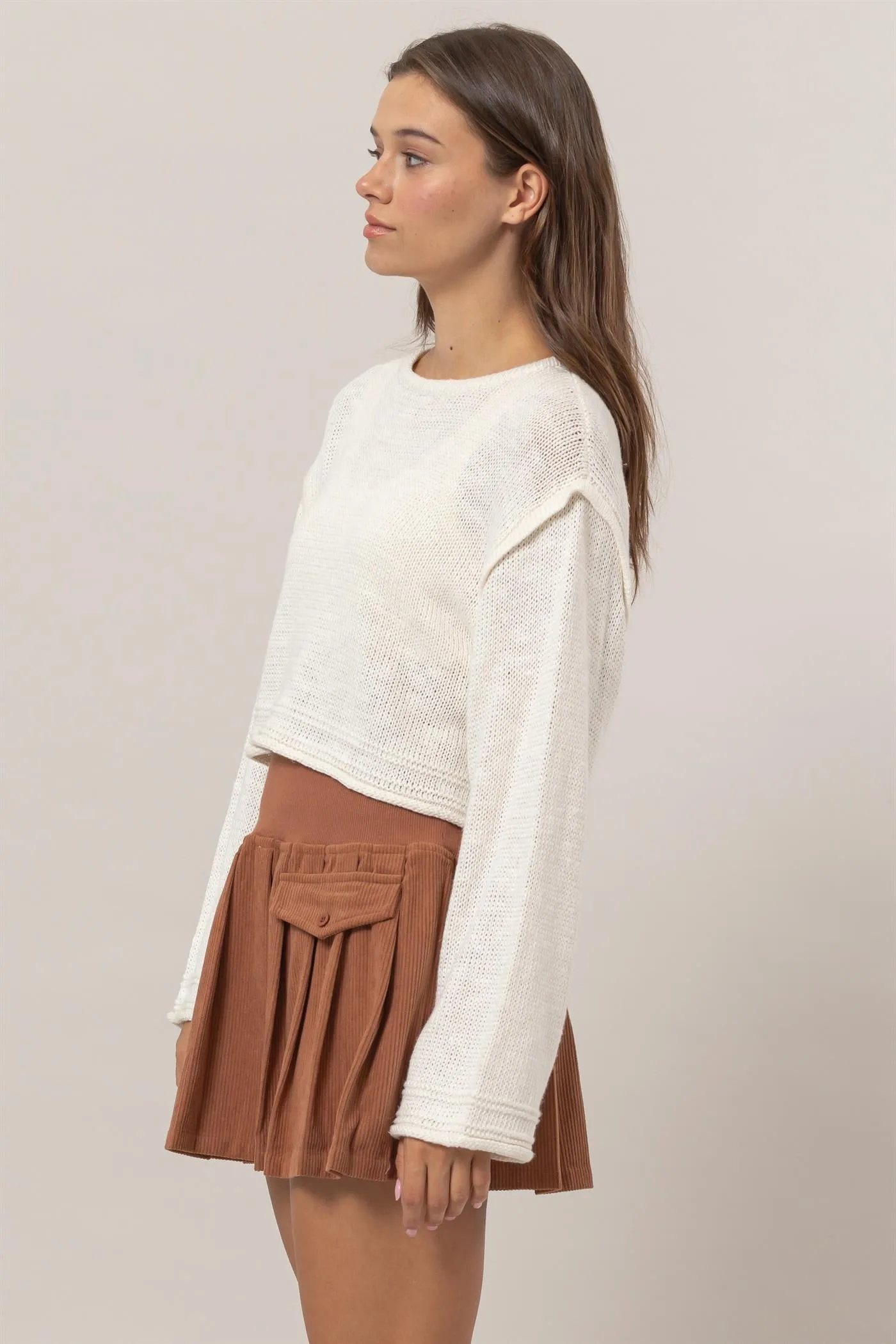 HF24E781-Cropped Sweater Pullover