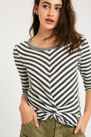 Hoda Striped Knot Crop Top