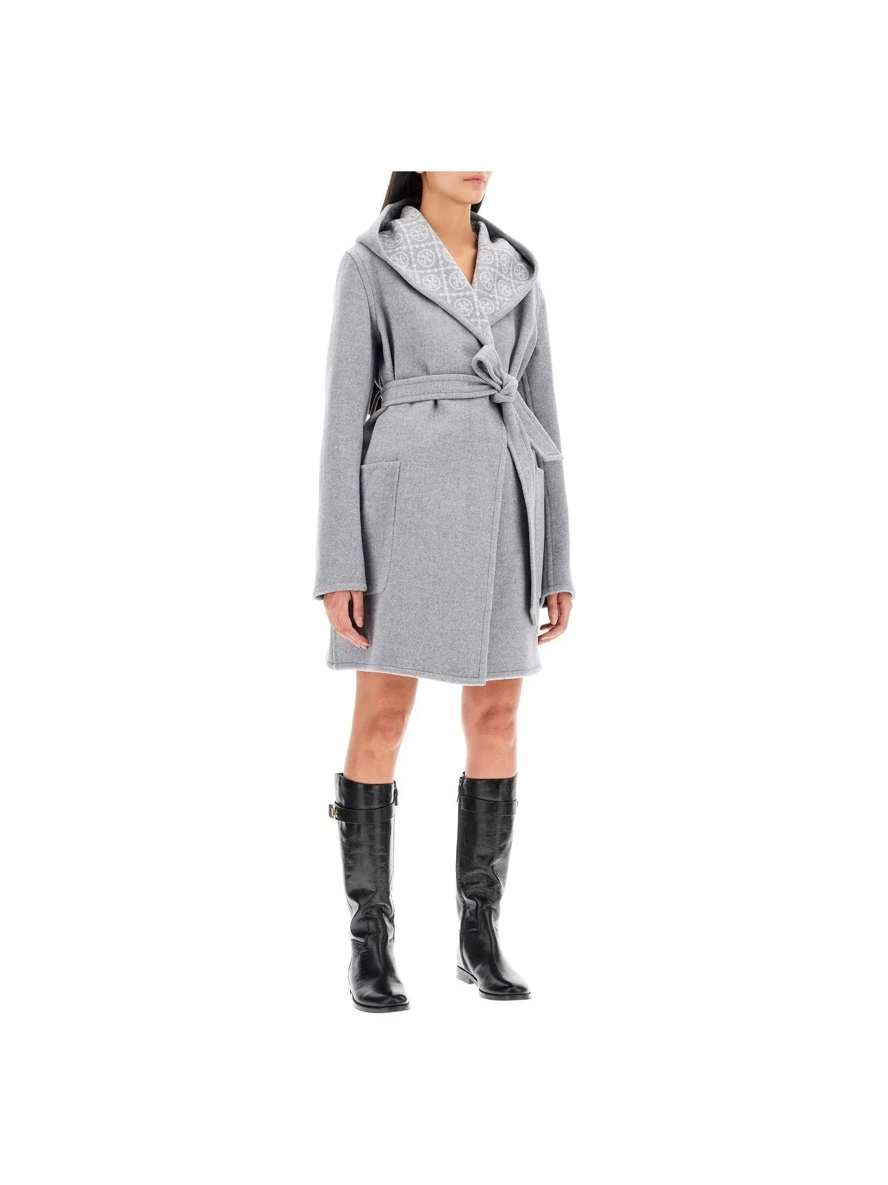 Hooded Wool Mid-Length Jacket