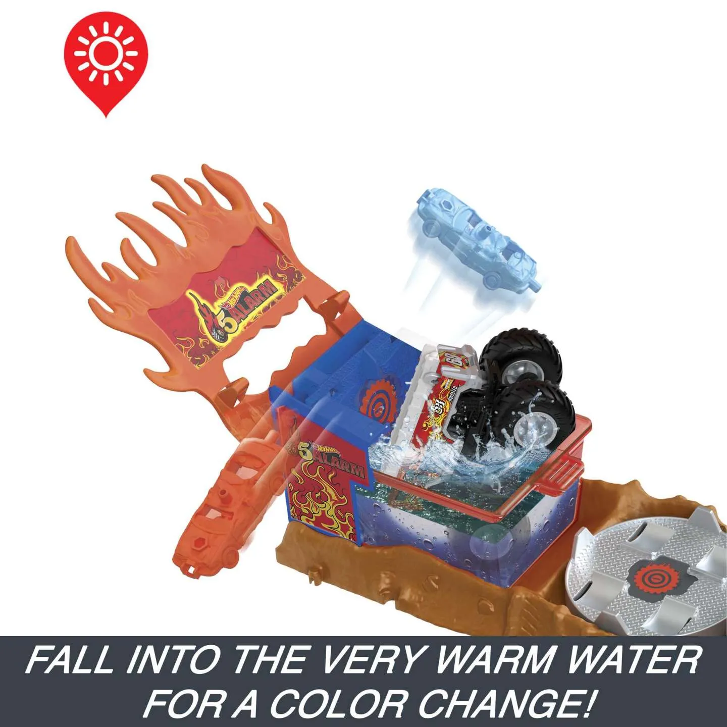 Hot Wheels Monster Trucks Arena Smashers Color Shifters 5-Alarm Rescue Playset