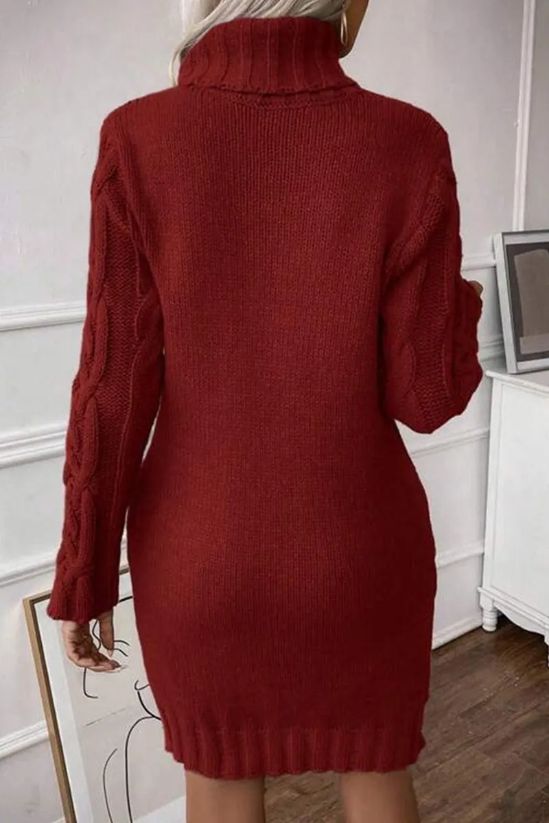 HWS1151 Cozy Cable Knit Dress