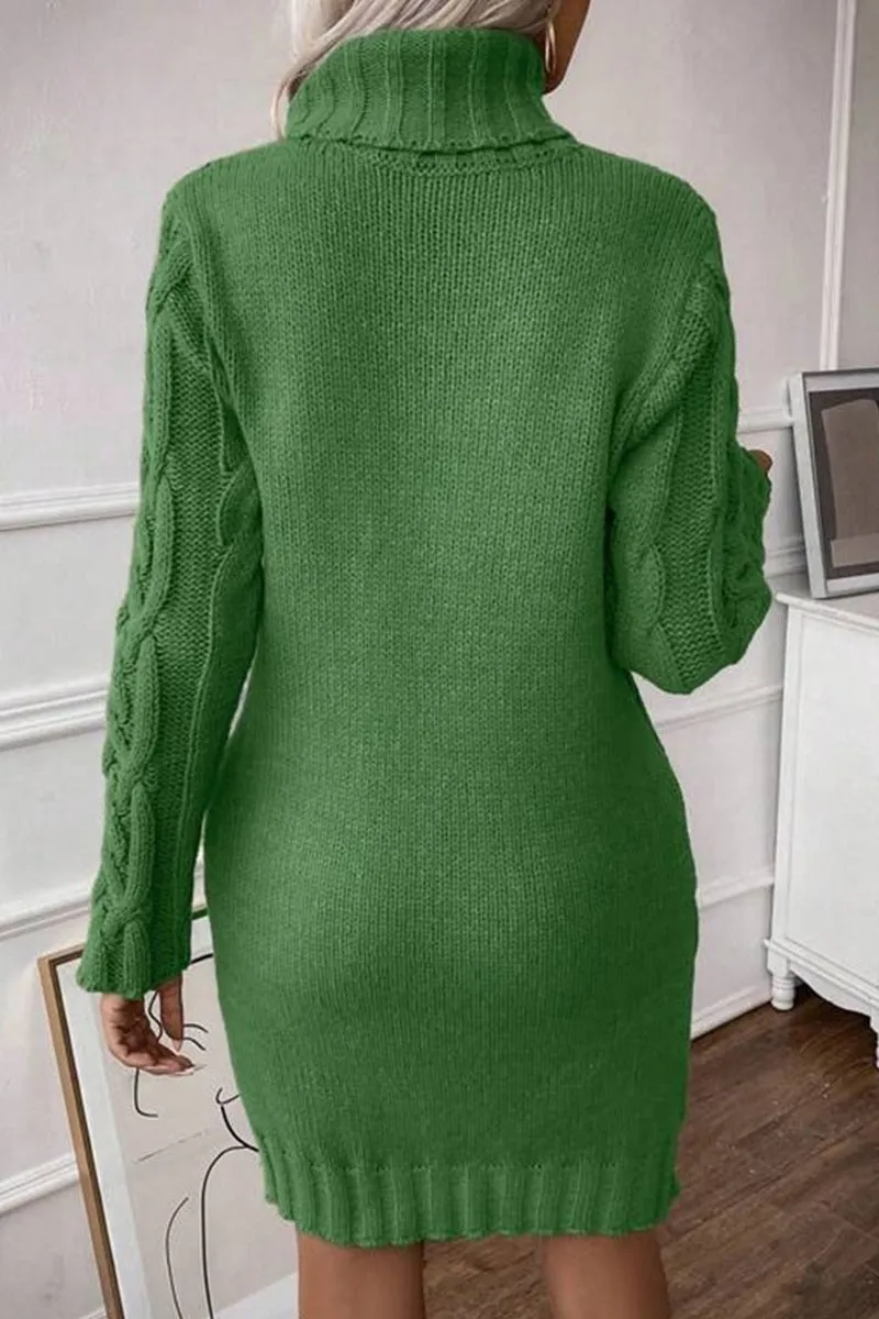 HWS1151 Cozy Cable Knit Dress