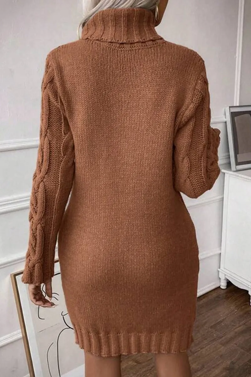 HWS1151 Cozy Cable Knit Dress