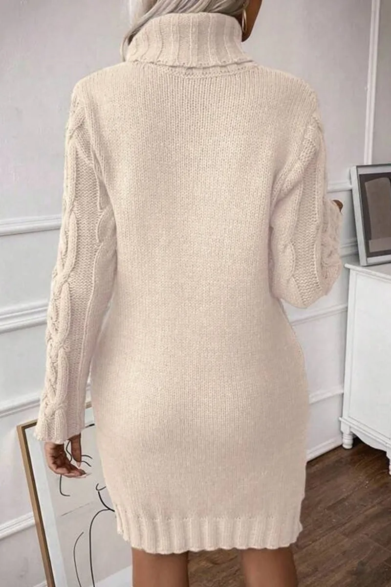 HWS1151 Cozy Cable Knit Dress
