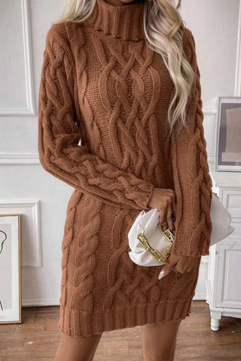 HWS1151 Cozy Cable Knit Dress