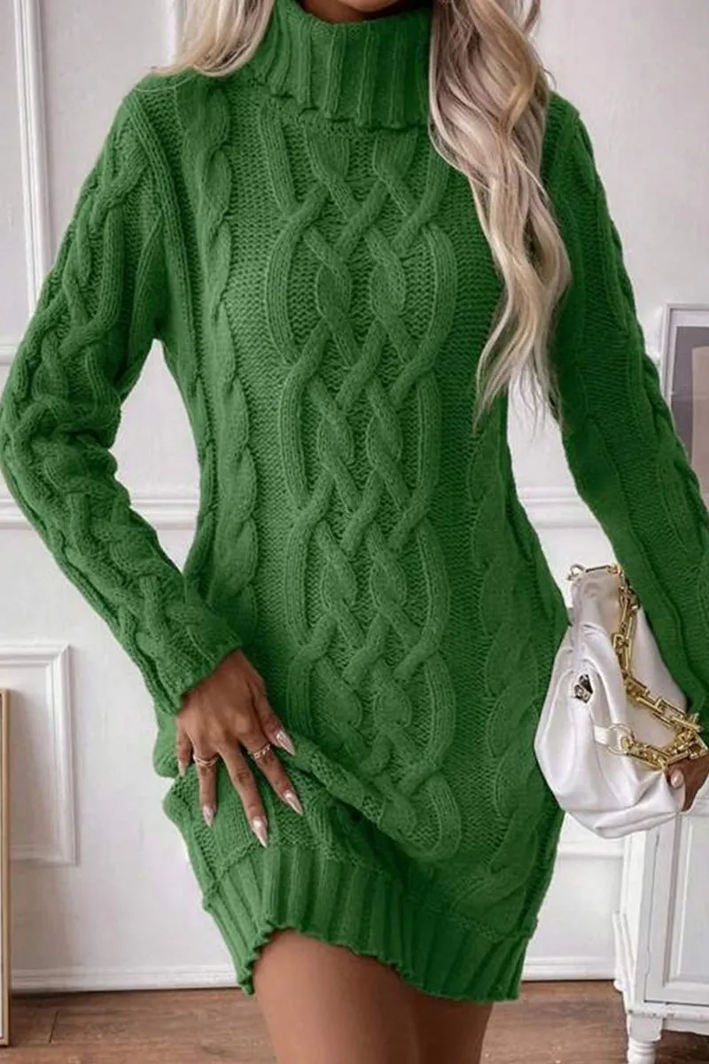 HWS1151 Cozy Cable Knit Dress