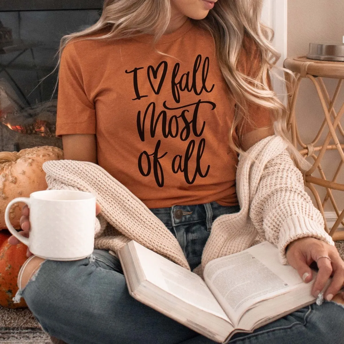 I Love Fall Most Of All Wholesale Bella Graphic Tee - Quick Shipping