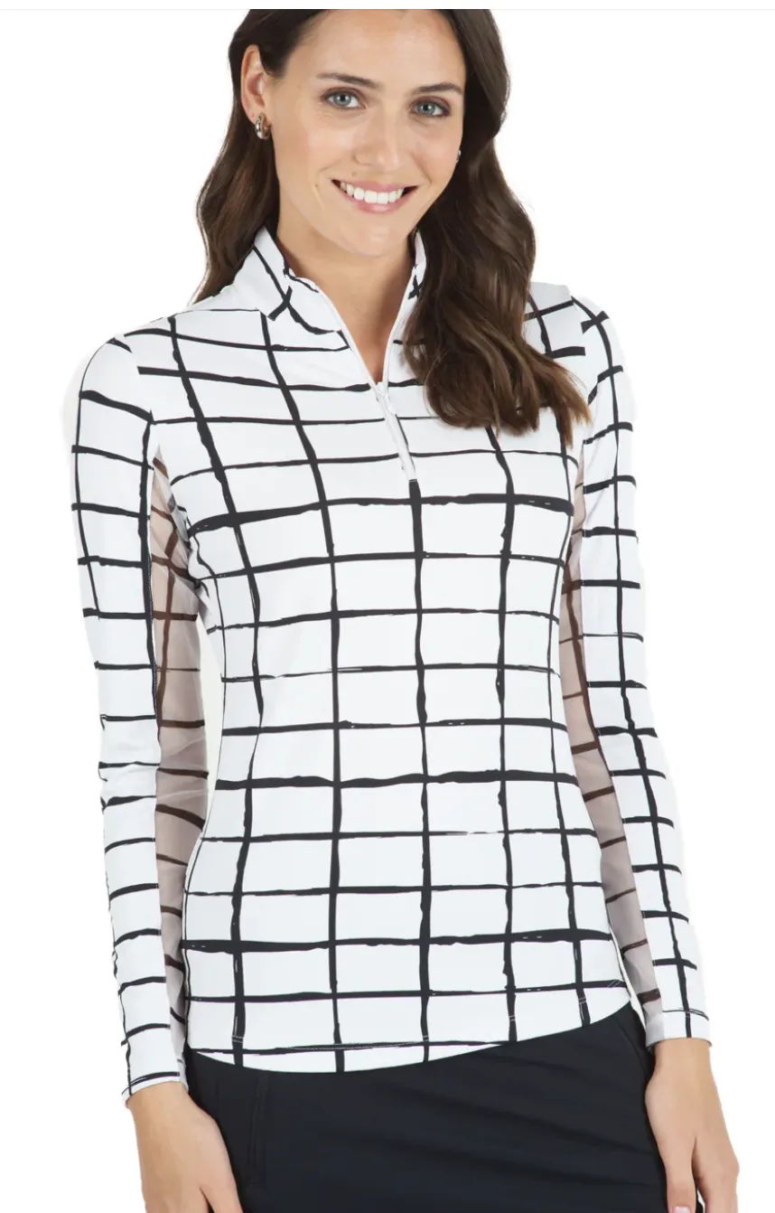IbKul Cordova Print Long Sleeve Mock Neck Top – 10495